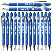 15pcs Customizable Ball Point Pens, Customized Touch Pens, Metal Printed Black Ink Pens, Lightweight & Retractable - Excellent Customized Gift Choice - Sets - View 19