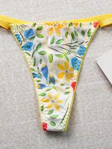 2pcs Women's Sexy Embroidered Mesh Sheer Camisole Bra Set, Suitable For Party And Carnival Wear - Yellow - View 8