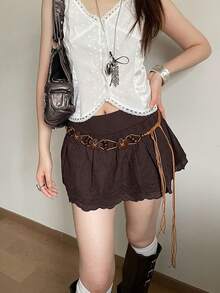 1 st. personligt midjerep i brunt polyestermaterial med pärlor för kvinnor - Brun - Visa 5