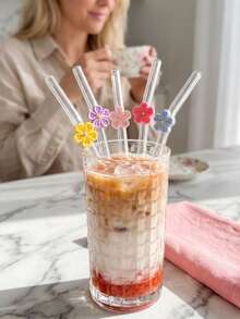 5pcs Reusable Straws Set, Includes Straws And Cleaning Brush, Suitable For Milkshakes, Iced Coffee, Matcha, Essential Kitchen Supplies, Kitchenware, Holiday Gift - Multicolor - View 4