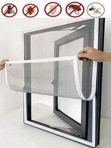 Mosquito-Proof Screen Window, Self-Adhesive Window Mosquito Net, Summer Insect-Proof Door, Window Mosquito Net ﻿ - Gray Mesh With White Edges - View 2