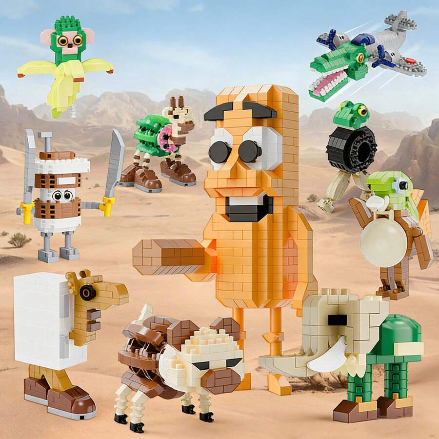 Tung Tung Sahur Character Building Blocks Toy, Tralalero Tralala, LiriLi Larrla, Boneca Ambalam Character Building Blocks Toy, Gift For Party, Birthday - Multicolor - View 1