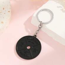 Llavero con forma de mancuerna de metal negro, llavero de aleación redondo con equipo de fitness realista - Negro - Ver 5