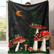 1pc, Mushroom Snail Flannel Blanket Lunch Break Blanket Sofa Blanket Sofa Warm And Comfortable Soft Blanket For Gift Home Comfort And Lightweight Blanket Sofa Blanket Travel Camping Living Room Office Sofa Chair Bed Flannel Blanket, Cozy Flannel Blanket - Multiple Sizes Available, Ultra Soft For Sofa/Bed, Winter Necessity - As Picture Show - View 1