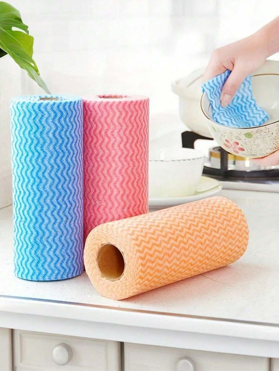 1Roll (50pcs) Reusable Disposable Kitchen Cleaning Cloth, Bathroom Cleaning Cloth, Tearable Cleaning Cloth, Disposable Kitchen And Bathroom Cleaning Towels, Polyester Non-Woven Fabric, Multi-Purpose Square Wet Wipes - Convenient And Effective Utensil And Surface Cleaning Cloth, Stove Cleaning Cloth, Suitable For Home, Kitchen, Dining Room, Bathroom, Room, Car Detail Cleaning, Cleaning Supplies, Cleaning Tools