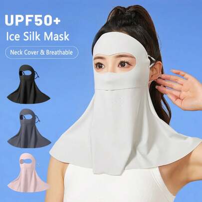 Ice Silk Full Face Mask Summer Breathable Anti-UV  Sunscreen Neck Protection Face Cover Outdoor Sport UPF50+ Cycling Mask Scarf
