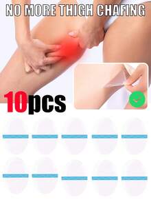 10pcs Invisible Anti-Chafing Thigh Bands, Transparent Protective Pads, Suitable For Women's Inner Thighs And Calves, Comfortable Protection, Suitable For Men And Women, Ultra-Thin Thigh Protector Pads, Suitable For Outdoor, Travel, Running, Hiking, Fitness And Daily Wear, Lightweight And Comfortable Thigh Chafing Pads, Skin-Friendly And Easy To Apply, Especially Suitable For Dresses, Shorts, And Jumpsuits. Suitable For Slightly Overweight And Sweaty People. - View 5