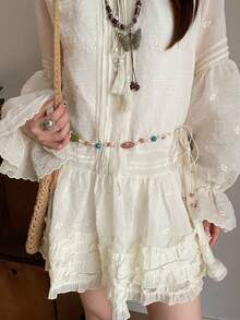 1pc Beige Polyester Material Women's Bohemian Rainbow Bead Waist Rope - Beige - View 5