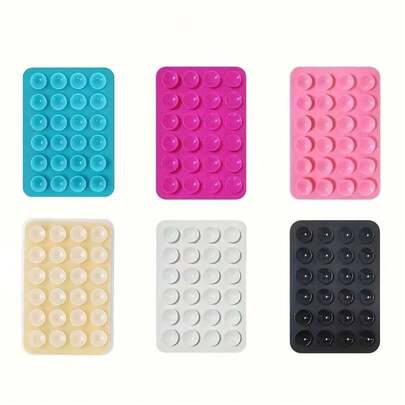 6pcs/Set Silicone 24 Suction Cup Phone Holder - Multifunctional Non-Slip Sticky Phone Stand, Portable Detachable Square Holder Suitable For All Phone Models, Hands-Free For Selfie And Video, Great Gift For Friends
