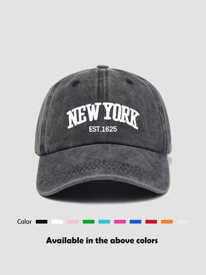 1pc Unisex Printed Distressed Washed Baseball Cap, Vintage Style, Breathable Sports Sun Hat, Suitable For Daily Outings, Fishing, Outdoor Travel