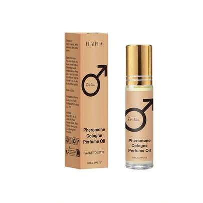 FLATPEA 男士费洛蒙古龙水香水油，苹果、豆蔻、烟草、广藿香香调，10毫升/0.34液体盎司，天然阳刚木质香调，滚珠香水油，日常约会之夜皆宜，生日情人节完美礼物，便携旅行装，品质卓越
