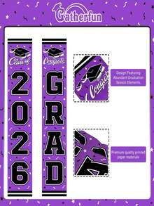 2pcs-Class Of 2026 Graduation Door Banners, Blue Graduation Porch Signs With Grad Cap & Diploma Print, Durable Polyester Decor For Graduation Party - Multicolor - View 16