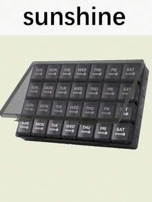 28天药盒，大容量4周药品储存容器，带防尘盖，适用于鱼油、维生素、保健品等。 - 彩色 - 查看 9