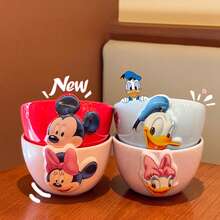 Disney 卡通浮雕陶瓷碗，家用饭碗，生日/节日派对礼物（450毫升） - 彩色 - 查看 3