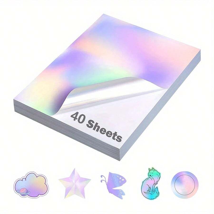 Laser Holographic Transfer Paper - Waterproof Printable Vinyl Material, Suitable For Custom Stickers And Handicrafts - Multicolor - View 1