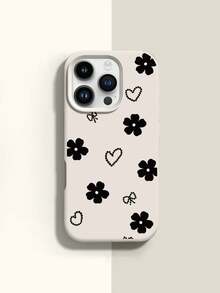 1pc Heart & Flower Pattern Liquid Silicone Shockproof Phone Case, Suitable As Holiday Gift Compatible With Apple Xs/Xr/11 12 13 14 15 16 17 Pro/Pro Max/14 15 16 Plus - Multicolor - View 4