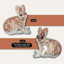 RHUAGYP 1pc Rabbit/Hare Embroidered Patch, Natural Countryside Animal Patch, Mini Rabbit Patch, Creative DIY Patch, Iron-On/Sew-On - Multicolor - View 3