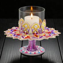 可旋转钻石画烛台 - 曼陀罗波西米亚图案，镶嵌不对称闪亮水晶，兼具装饰首饰托盘和香薰盒功能，可作家居桌面摆件，也是送给妈妈和闺蜜的生日礼物。 - 彩色 - 查看 13
