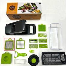 16 In 1 Vegetable Chopper, Professional Onion Chopper, Multifunctional Food Chopper, Kitchen Vegetable Slicer Dicer, Vegetable Chopper With 8 Blades, Carrot Chopper With Container, Christmas Gift, Halloween Gift, Thanksgiving Gift - Black - View 11