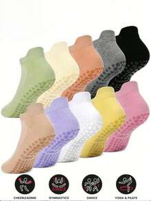 1/4/5/6/8 Pairs Colorful Short Yoga Socks, Soft & Lightweight, Suitable For Women In Spring & Autumn, Ideal For Daily Wear, Pilates, Yoga, Aerobics, Outdoor Running, Cycling, Hiking - Multicolor - View 1