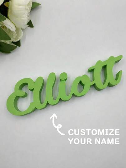 1Pc Custom Name Freestanding Sign For Table, Personalized Name For Desk, Custom Baby Name Nursery Shelf Sign For Kids Bedroom, Surname Sign,Fall Home Decor, Unique Room Items, Fun Decor