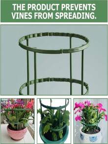 Garden Plant Support Stakes Plastic Semi-Circular Ring Cage Flower Pot Climbing Flower Rack Peony Flower Stand, Green Plastic Plant Cage And Support - Multi-Layer Double-Layer Garden Flower Rack, For Climbing Vines, Christmas Cactus, Pothos - Anti-Leaf Drop Protection, Plastic Orchid And Sunflower Support Rods - Anti-Fall Plant Support, With Green Crab Claw Design, Suitable For Indoor And Outdoor Garden Plant Care, Garden Plant Support - Plant Support - View 8