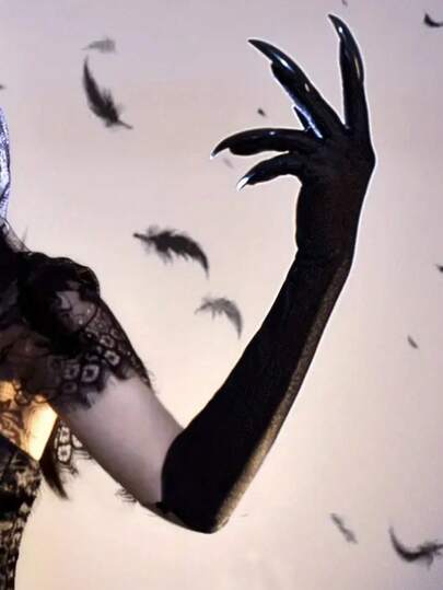 1 Pair Women's Fashionable Claw Gloves, Holiday Party Decor Accessory, Vampire Costume Prop