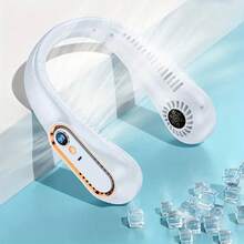 AOYI 1pc Bladeless Neck Fan, Portable USB Rechargeable Cooling Fan, 5 Wind Speed Levels Digital Display, Super Tech Bladeless Design, Suitable For Outdoor Sports And Vacation (Ice Pack Not Included) - Neck Fan - View 3