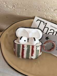 一套半透明绿红条纹星形耳机保护套，适用于苹果4/Pro 3，全新女士设计 - 彩色 - 查看 5