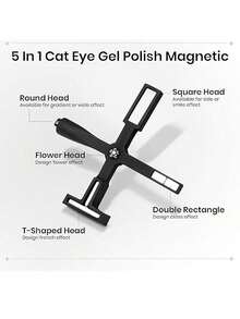 五合一美甲磁力工具，强力美甲磁笔配硅胶保护套，多功能磁棒3D猫眼磁性美甲凝胶艺术，适用于美甲沙龙、工作室或家庭使用 - 黑色 - 查看 7