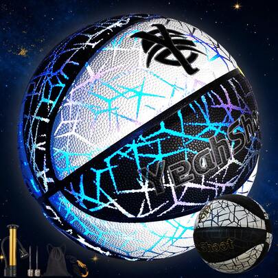  YeahShoot Glow Basketball - Novel Style Light Up Basketball For Youth, Reflective Teens And Adults, Premium Feel Basketball Gifts For Boys With In The