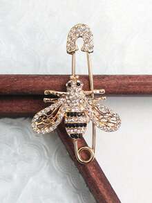 1pc Luxury Fully Rhinestone Bee Brooch, Delicate Cartoon Hollow Out Coat/Suit Brooch Pin Accessory - Multicolor - View 2