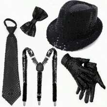 D EXCEED 1/5pcs Retro 70s Disco Elastic Y-Shaped Suspenders, Soft Felt Hat And Bow Tie Set, Accessories - Multicolor - View 1