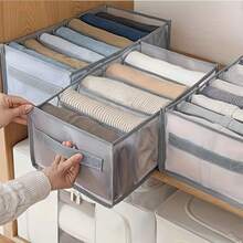 Set Of 3 High-Quality Fabric Storage Boxes For Wardrobes - Featuring Handles, Foldable Drawer Organizers, Transparent Mesh Design, Space-Saving Clothing Storage System, Suitable For Shirts, Pants, Underwear, Socks - Lightweight And Easy To Use - Multicolor - View 4