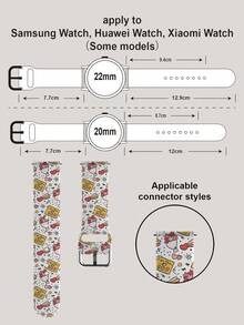 母亲节手绘插画柔软弹性透气替换表带，兼容三星、荣耀智能手表，尺寸可选38mm、40mm、41mm、42mm、46mm、45mm、44mm、49mm；节日礼物康乃馨玫瑰爱心图案休闲硅胶表带，兼容苹果手表Ultra SE/11/10/9/8/7/6/5/4/3/2/1 - 彩色 - 查看 7