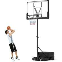 COSTWAY Basketball Hoop Outdoor System W/ 45 Inch Shatterproof PC Backboard, 4.1-10 FT Height Adjustable Basketball Goal,Black - A - View 1