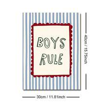 1 tấm tranh canvas trang trí phòng trẻ em chủ đề "Boys Rule" (Quy tắc của các bé trai) với họa tiết sọc xanh dễ thương, phong cách tối giản, thích hợp cho phòng chơi, phòng ngủ, nhà hiện đại. - Áp phích - Xem 10