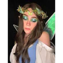 Handmade Fairy Butterfly Crown - Elf Flower Hadpiece Elven Headband For Women S Spring Wedding Maternity Shoot - Green - View 2