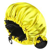 New Women's Fashion Double-Layer Satin Sleep Cap For Beauty And Hair Care, Adjustable BEQJ - Tím + Đen - Xem 7