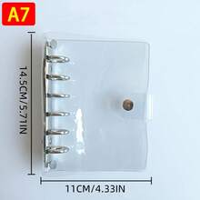 1个极简透明A5/A6计划本封面，6孔可替换内芯活页夹，PVC材质活页笔记本外壳，带按扣，适用于学校、会议、旅行和办公，情人节礼物，返校季礼物 - 彩色 - 查看 12