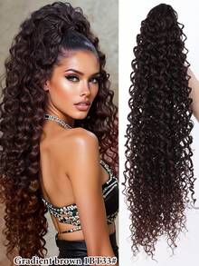 20 Inch Boho Style Claw Clip Ponytail Wig, Women Long Curly Wavy Ponytail, Natural Looking Synthetic Hair - Multicolor - View 3