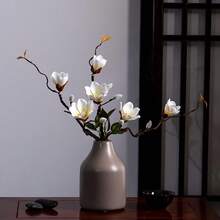 1/2支优雅仿真木兰花，白色木兰花带茎，白色花朵和绿色叶子，仿真绿色植物，适用于春夏家居装饰，卧室客厅书桌办公室婚礼派对装饰，波西米亚风格装饰，母亲节，毕业季礼物 - 彩色 - 查看 10