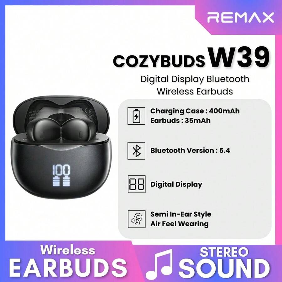 REMAX - CozyBuds W39 V5.4 Digital Display Bluetooth Wireless Earbuds