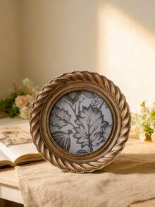 复古树脂相框 - 优雅复古金色椭圆形相框，适合桌面摆放，也适用于卧室、客厅和门厅装饰，用来展示家庭照片、婚礼纪念品和艺术印刷品。轻巧的经典扭曲设计，提升家居美感。 - 彩色 - 查看 3