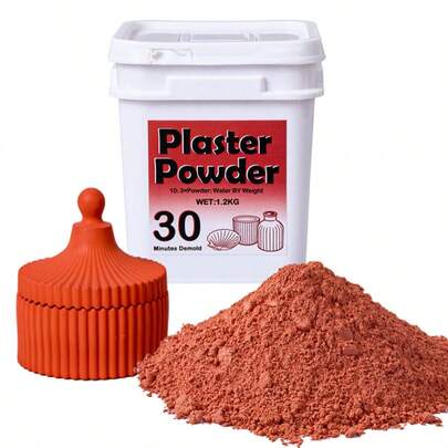 1.2kg Resin High Density Plaster Powder Brick Red Plaster Powder Plaster Powder For DIY Sculpture Molds Vases Making Casting Production Material Gypsum Powder In Barrel