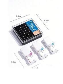 25 piezas Kit de perforación de nariz que incluye 1 pieza de pistola desechable para perforación de nariz y 24 piezas de set de herramientas de joyería corporal con pendientes rectos para la nariz - Multicolor - Ver 3