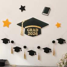 Decoraciones para fiesta de graduación 2026, incluye calcomanías de pared, decoración colgante, pancarta para celebración - graduado - Ver 4
