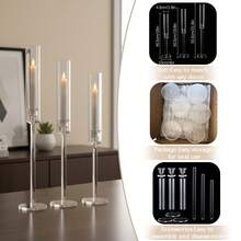24Pcs Clear Candelabra Candle Holder,Acrylic Taper Candle Tall Candlestick Holder With Cylinder Shade For Wedding Dinner Party Graduation Christmas Event Home Table Decorations,No Candles Included - 燭台透明 - 查看 7