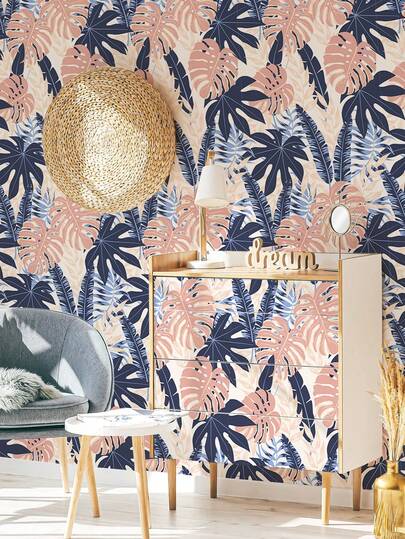 SUPSTICKER 1 Roll Tropical Rainforest Plant Pattern Wallpaper, Home Wall Decor, Self-Adhesive Durable Removable Wallpaper, Suitable For Living Room, Bedroom, Kitchen And Other Wall Decoration, Also Applicable For Classroom, Dormitory Renovation, Available In 3 Sizes: 15.75x39.37/118.11/196.85inch