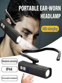 1000 lumens Lampe frontale à pince d'oreille à DEL avec capteur, phare frontal rechargeable haute luminosité étanche monté sur l'oreille, 3 modes d'éclairage, convient pour la pêche, la randonnée, la course, le cyclisme, la réparation, le camping, les activités extérieures et les urgences - noir - Voir 9